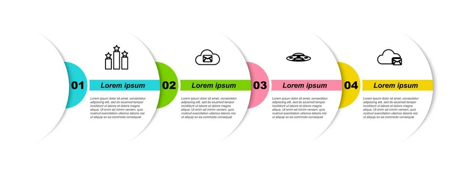 Set line Ranking star, Cloud mail server, UFO flying spaceship and . Business 스톡 일러스트