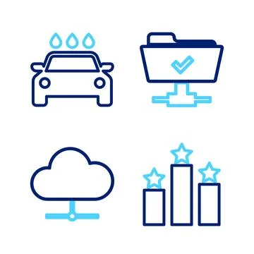Set line Ranking star, Network cloud connection, FTP operation successful a.. Stock Illustration