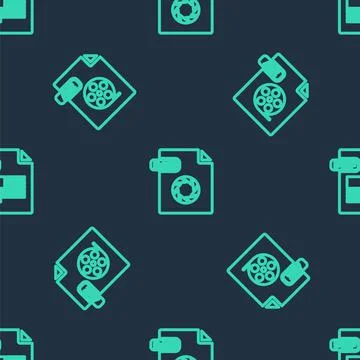 Set line RAW file document, AVI and PDF on seamless pattern. Vector 스톡 일러스트