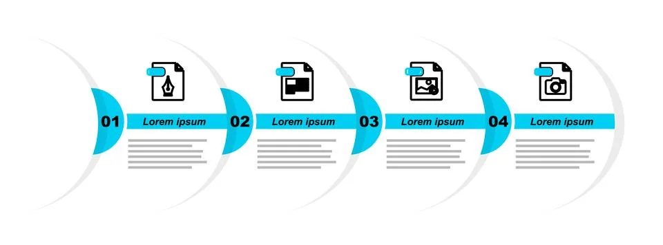 Set line RAW file document, GIF, PDF and EPS icon. Vector Illustrazione stock