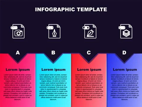 Set line RAW file document, EPS, AI and PSD. Business infographic template Illustrazione stock