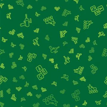 Set line Ray gun, ABC blocks and Roller skate on seamless pattern. Vector Illustrazione stock