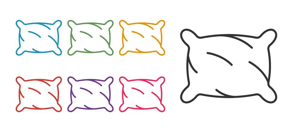 Set line Rectangular pillow icon isolated on white background. Cushion sign 스톡 일러스트