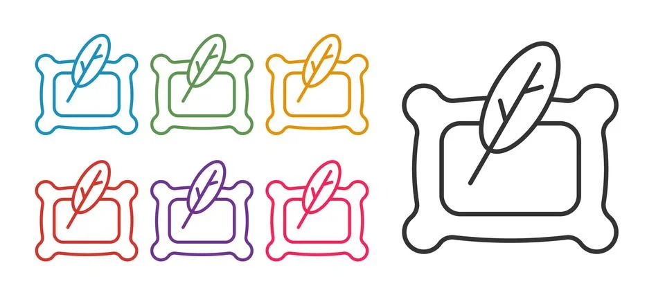 Set line Rectangular pillow icon isolated on white background. Cushion sign Ilustração Stock