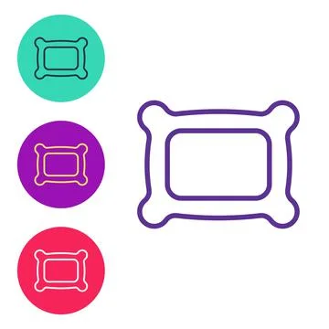 Set line Rectangular pillow icon isolated on white background. Cushion sign.  库存插图