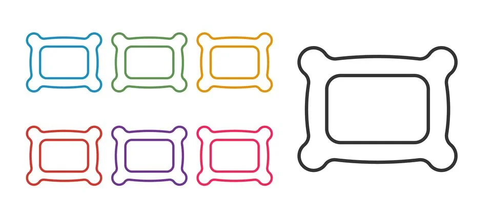 Set line Rectangular pillow icon isolated on white background. Cushion sign 库存插图
