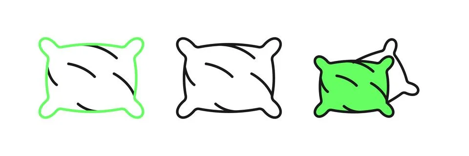 Set line Rectangular pillow icon isolated on white background. Cushion sign.. 스톡 일러스트