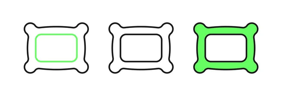 Set line Rectangular pillow icon isolated on white background. Cushion sign.. イラスト素材