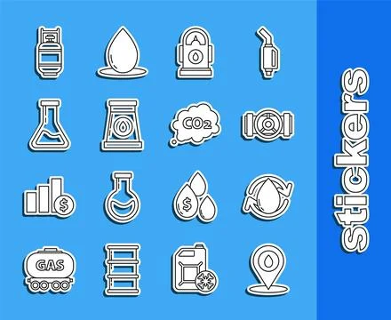 Set line Refill petrol fuel location, Industry metallic pipes and valve, Pe.. Ilustración de archivo