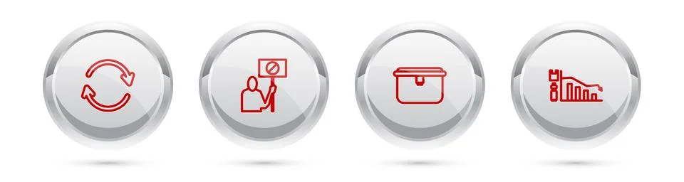 Set line Refresh, Nature saving protest, Lunch box and Ecology infographic Illustrazione stock