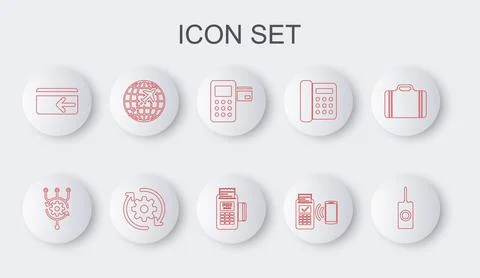 Set line Remote control, Algorithm, Pos terminal, POS, Cash back, Globe with イラスト素材