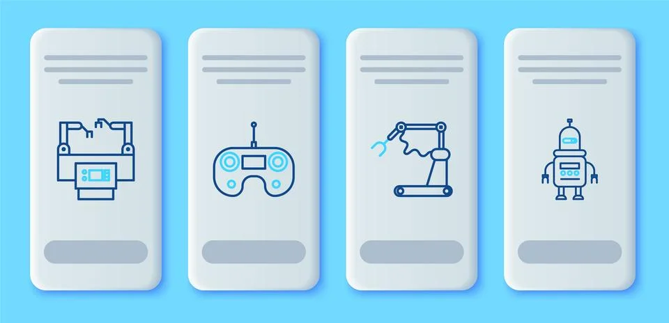 Set line Remote control, Industrial machine robotic robot arm hand factory Stock Illustration