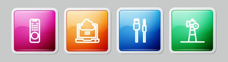 Set line Remote control Network cloud connection USB cable cord and Satellite 库存插图