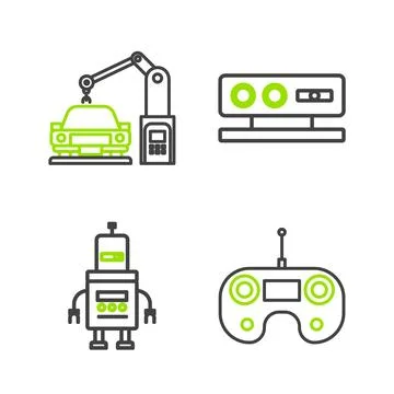 Set line Remote control, Robot, 3d scanning system and Industrial machine r.. Stock Illustration