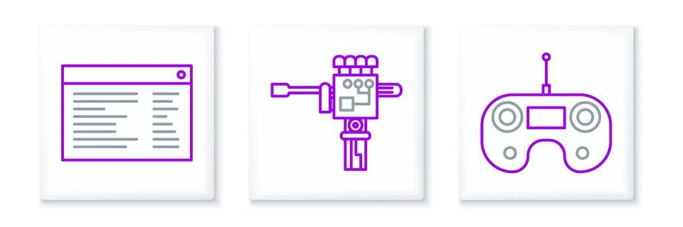 Set line Remote control, Software, web developer programming code and Mecha.. イラスト素材