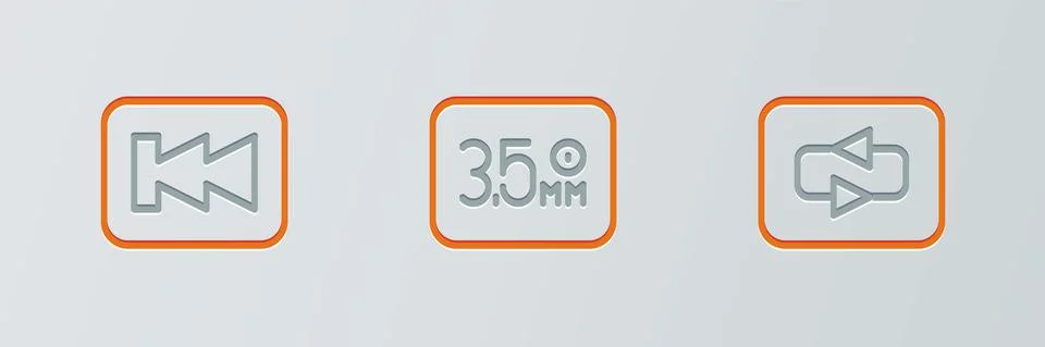 Set line Repeat button, Rewind and Audio jack icon. Vector Stock Illustration