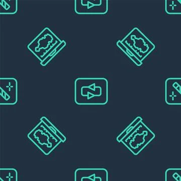 Set line Repeat button, Sound or audio recorder and Photo retouching on seamless Stock Illustration