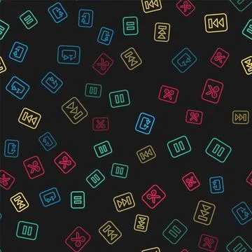 Set line Repeat track music player, Pause button, Fast forward and Music video Stock Illustration