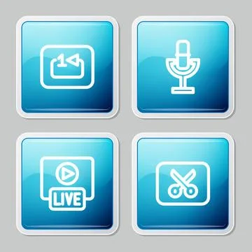 Set line Repeat track music player, Microphone, Live stream and Music or video Stock Illustration
