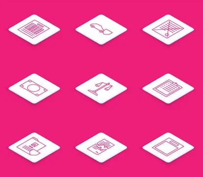 Set line Report file document, Car with shield, Delete, Stacks paper money .. Stock Illustration