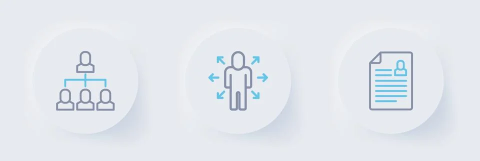 Set line Resume, Multitasking manager working and Employee hierarchy icon. .. イラスト素材