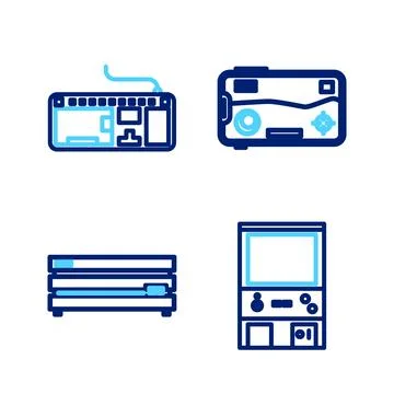 Set line Retro arcade game machine, Video console, Mobile and playing and C.. 스톡 일러스트