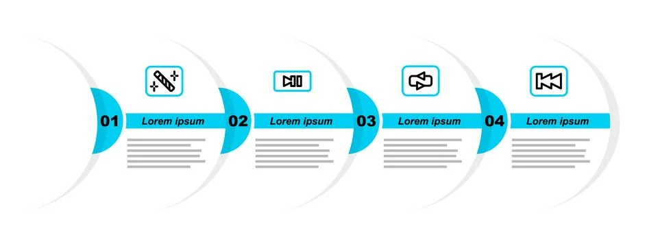 Set line Rewind button, Repeat, Pause and Photo retouching icon. Vector Stock Illustration