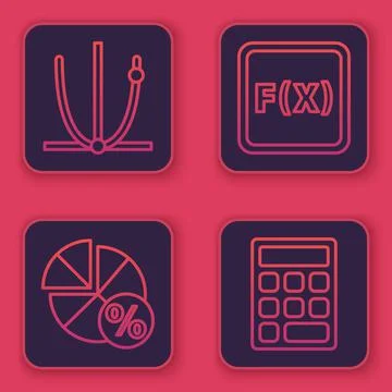 Set line Ringing bell, Equation solution, Equation solution and Triangle math Stock Illustration