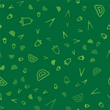 Set line Ringing bell, Protractor and Acute angle on seamless pattern. Vector 스톡 일러스트