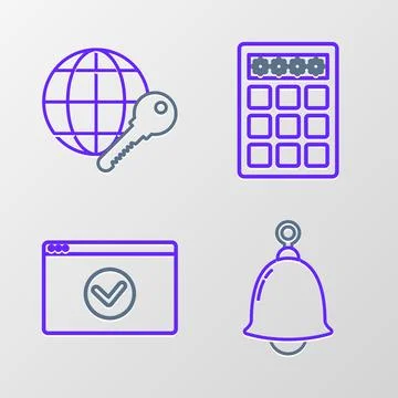 Set line Ringing bell, Secure your site with HTTPS, SSL, Password protection and イラスト素材