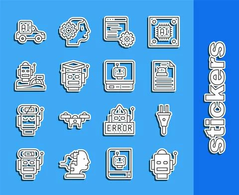 Set line Robot, Electric plug, Technical specification, Computer api interface 스톡 일러스트