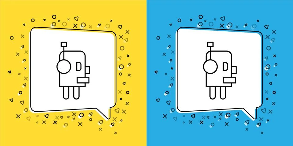 Set line Robot icon isolated on yellow and blue background. Artificial イラスト素材
