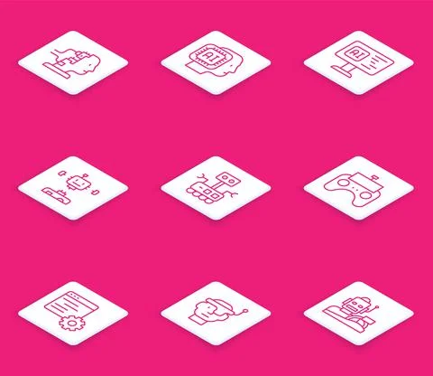 Set line Robot for maintenance, Humanoid robot, Software, Disassembled, Remote イラスト素材