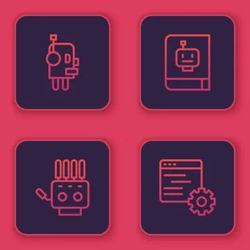 Set line Robot, Mechanical robot hand, User manual and Computer api interface イラスト素材