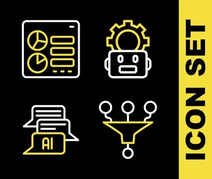 Set line Robot setting, Funnel or filter, Chat and Computer api interface i.. イラスト素材