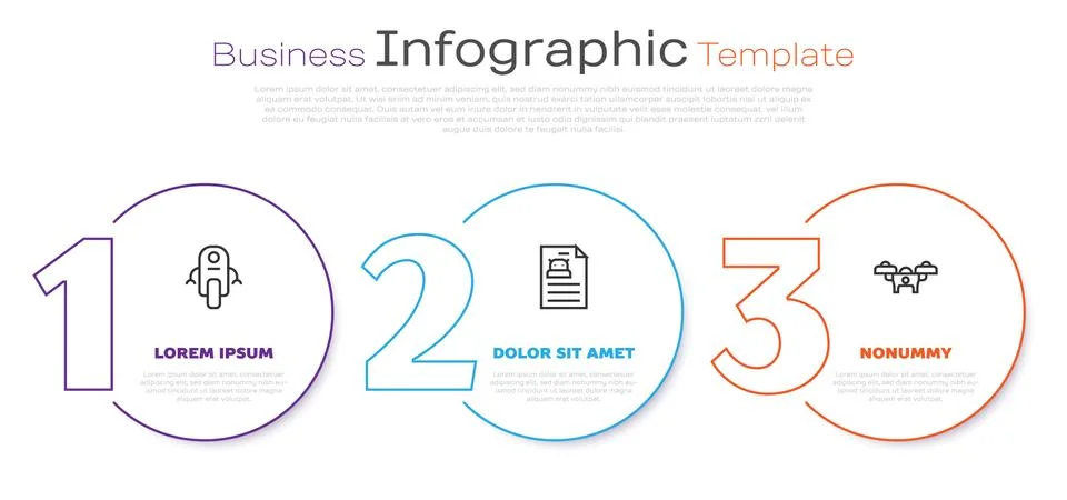 Set line Robot, Technical specification and Drone. Business infographic template Stock Illustration