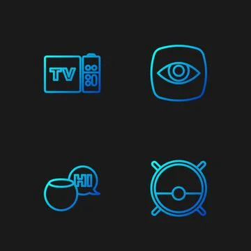 Set line Robot vacuum cleaner, Voice assistant, Multimedia and TV box recei.. Stockillustratie