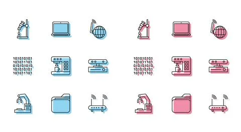 Set line Robotic robot arm hand factory, Document folder, Test tube flask on 스톡 일러스트