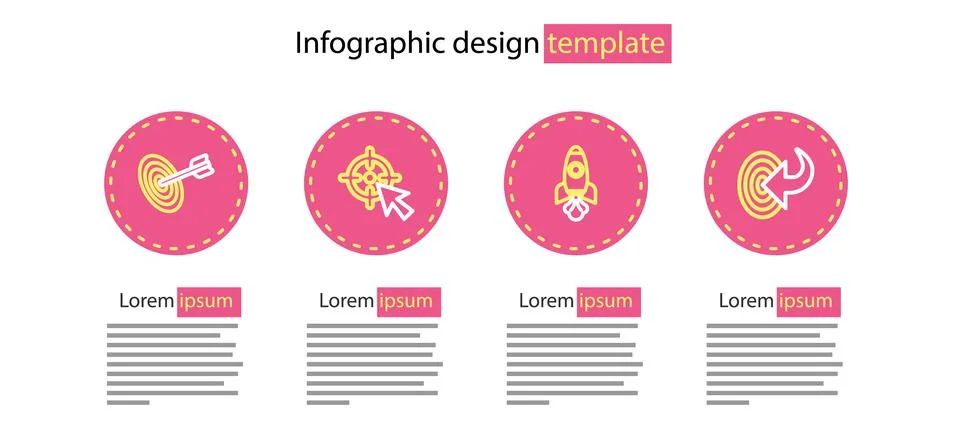 Set line Rocket ship, Target, and icon. Vector Illustrazione stock