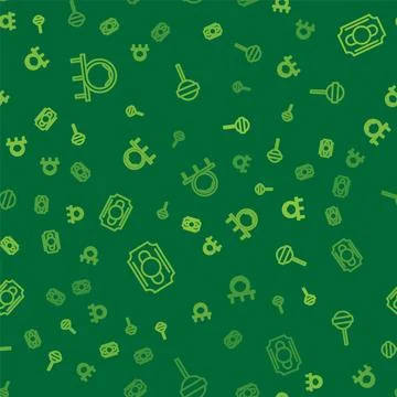 Set line Roller coaster, Circus ticket and Lollipop on seamless pattern. Vect Illustrazione stock