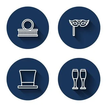 Set line Roller coaster, Festive mask, Cylinder hat and Bowling pin with lo.. Stock-Illustration