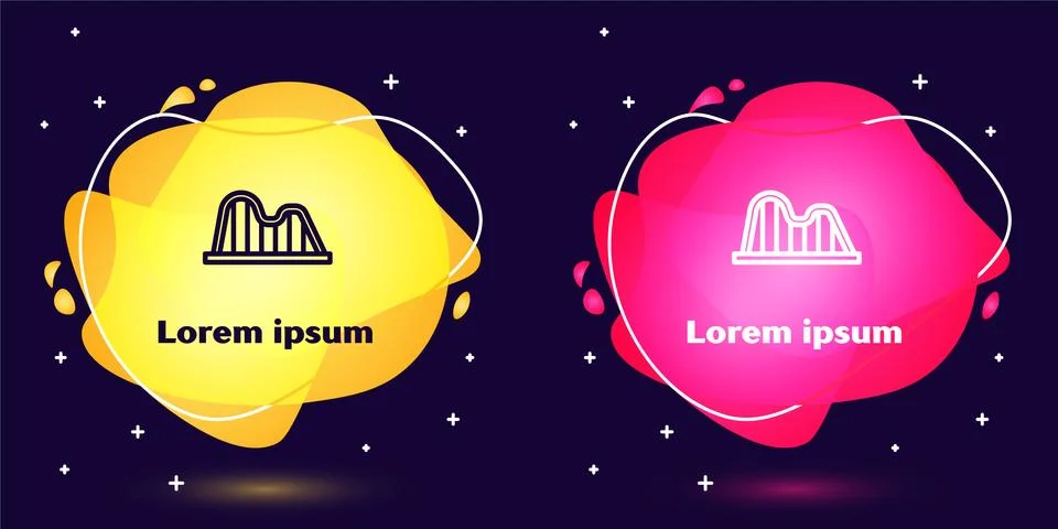 Set line Roller coaster icon isolated on blue background. Amusement park Stock Illustration