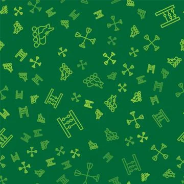 Set line Roller skate, Abacus and Arrow with sucker tip on seamless pattern 库存插图