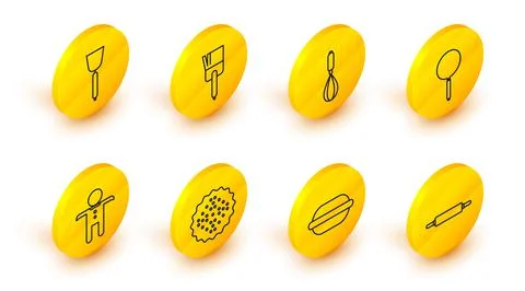 Set line Rolling pin, Macaron cookie, Cracker biscuit, Holiday gingerbread man Illustration