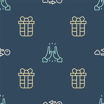 Set line Romantic relationship, Gift box and Informal greeting on seamless Stockillustratie