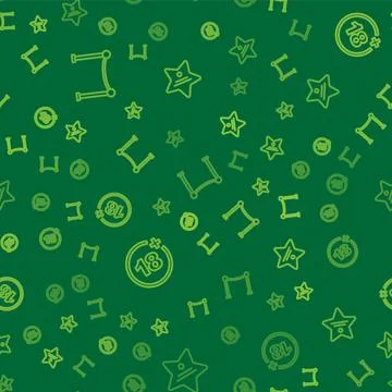 Set line Rope barrier, Plus 18 movie and Walk of fame star on seamless pattern Stock Illustration