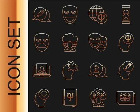 Set line Rorschach test, Addiction to the drug, Psychology, Psi, Depression,  Illustrazione stock