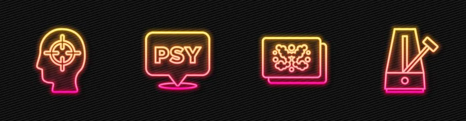 Set line Rorschach test, Finding problem, Psychology, Psi and Metronome with Illustrazione stock