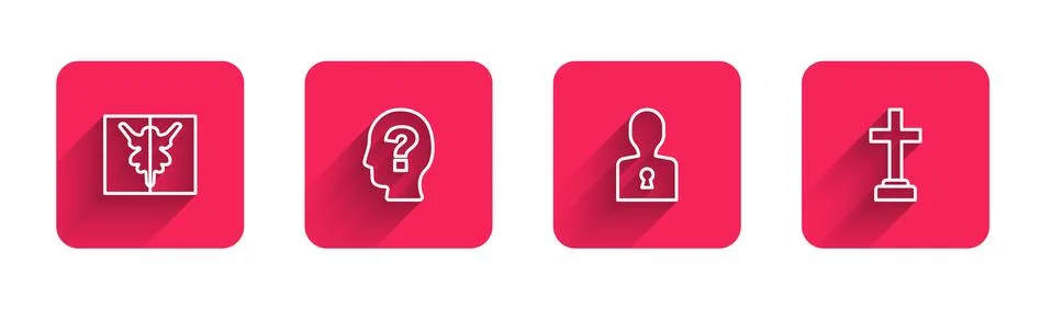 Set line Rorschach test, Head with question mark, Solution to the problem and 스톡 일러스트