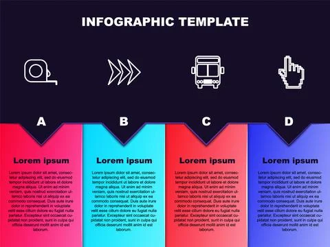 Set line Roulette construction, Arrow, Bus and Pixel hand cursor. Business Illustrazione stock